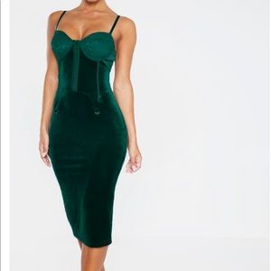 Green Midi Dress! Velvet Dress! Sexy!
